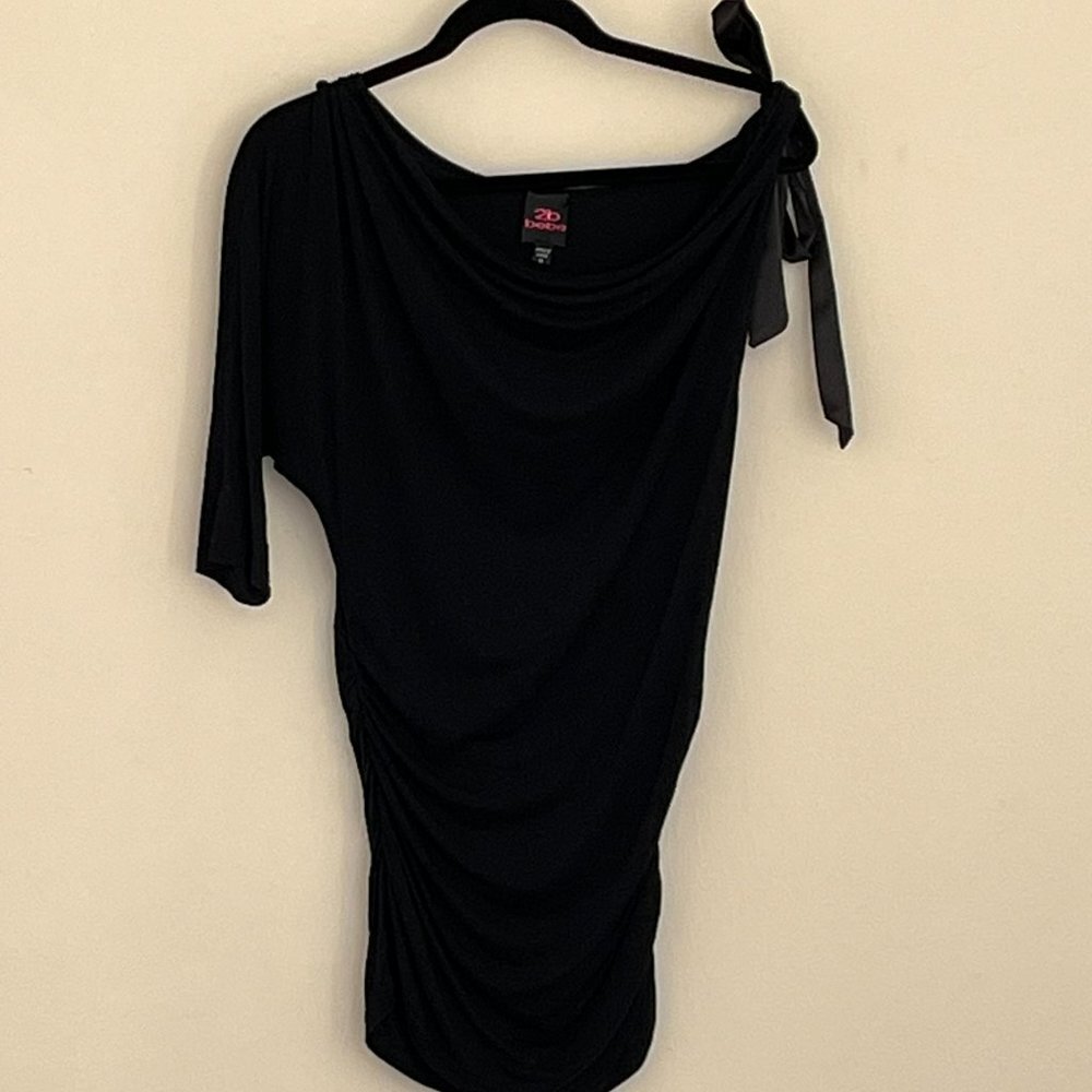 Asymmetrical Tie Black Short Dress or Tunic 2B Bebe